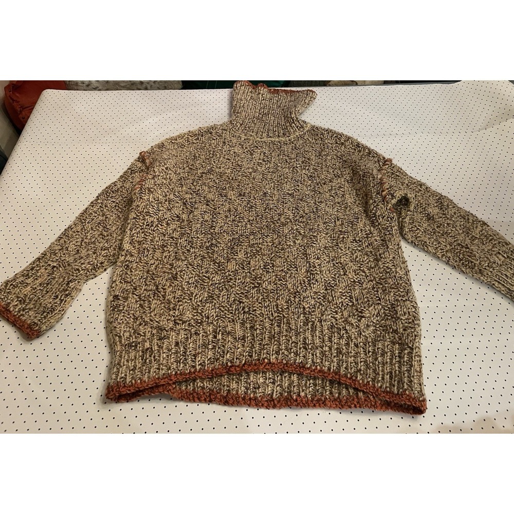 Free People Marled Turtleneck Sweater XS Alpaca Wool Blend Boho Knit